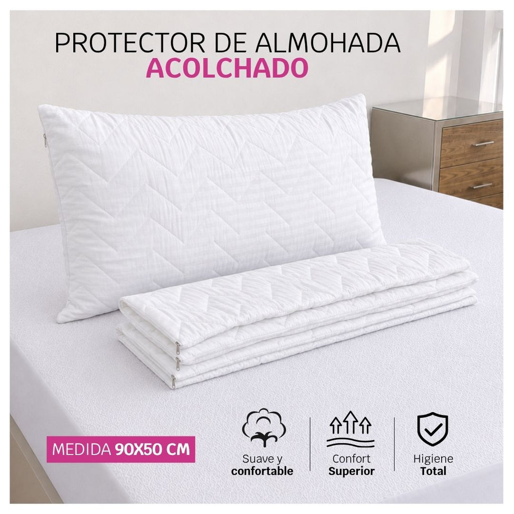 Protector Acolchado para Almohada  90x50 Con Cierre