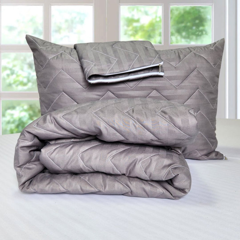 Protector de colchón acolchado gris con obsequio de 2 protectores de almohada