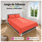 Juego de Sábanas Cama Doble 140x190cm Salmón en Microfibra Suave