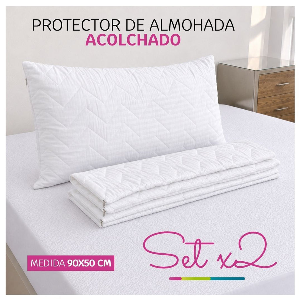 Protector Acolchado para Almohada  90x50 Con Cierre