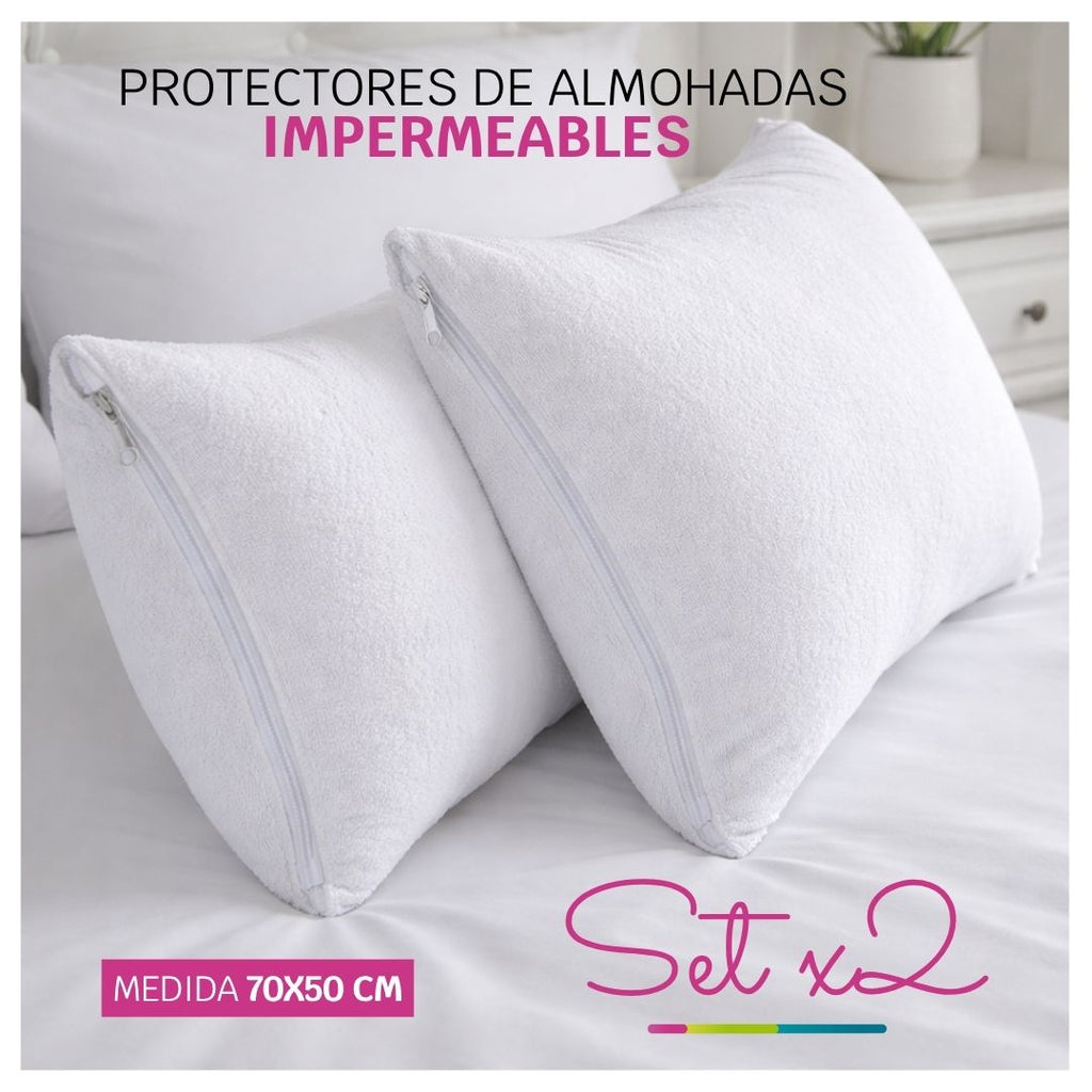 Set x 2 Protectores Impermeables Para Almohada 70x50 cm