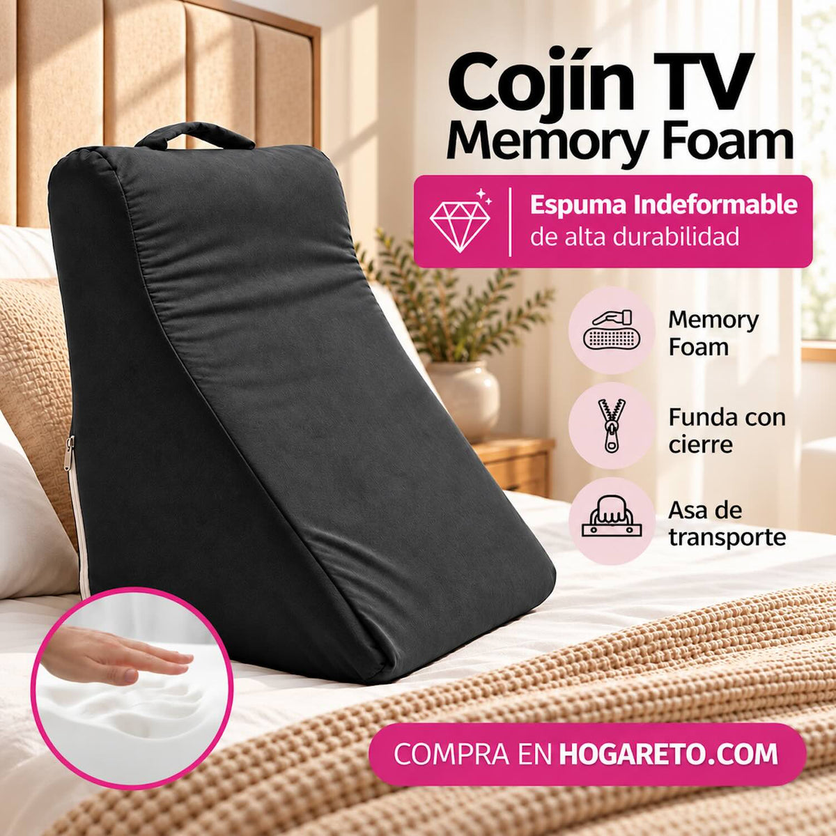 Cojín TV Triangular Memory Foam Espuma Indeformable De Alta Duración