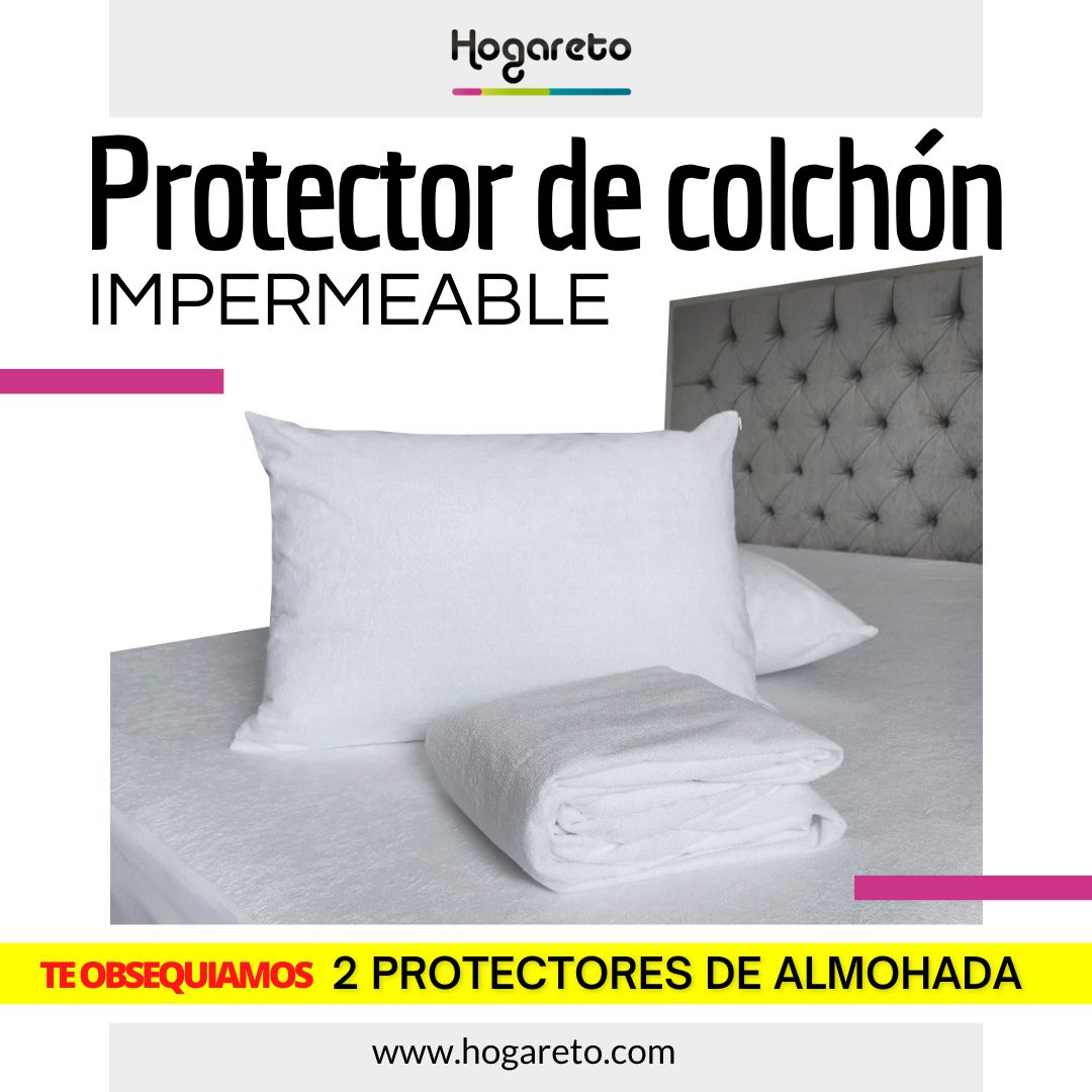 Forro Protector De Colchon Acolchado Con Cremallera Blanco Cama Doble